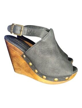 Five Worlds Studded Leather Wedge Sandals, Womens 6.5